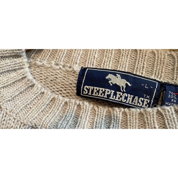 NEW Steeplechase Women’s Wool Knit Rib Crewneck Sweater Large Gray Ralph Lauren - Picture 5 of 5